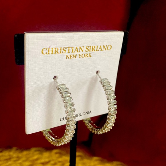 Christian Siriano Cubic Zirconia 1-1/4" Hoop Earrings - Picture 7 of 14